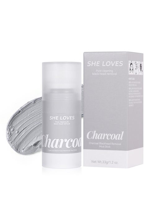 Charcoal Blackhead Removal Mud Stick Oil Control Deep Cleansing Moisturizing Soft Easy to Remove Mild Face Cleansing to Clean Pores and Soften Cuticle and Remove Black Head 33g