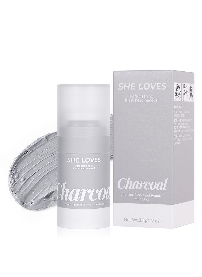 She Loves - Charcoal Blackhead Removal Mud Stick Oil Control Deep Cleansing Moisturizing Soft Easy to Remove Mild Face Cleansing to Clean Pores and Soften Cuticle and Remove Black Head 33g - Image 1
