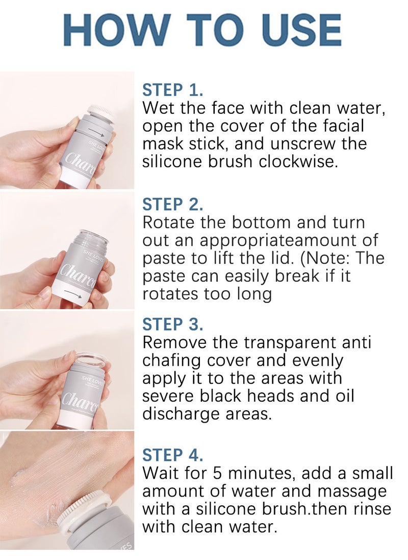 She Loves - Charcoal Blackhead Removal Mud Stick Oil Control Deep Cleansing Moisturizing Soft Easy to Remove Mild Face Cleansing to Clean Pores and Soften Cuticle and Remove Black Head 33g - Image 1