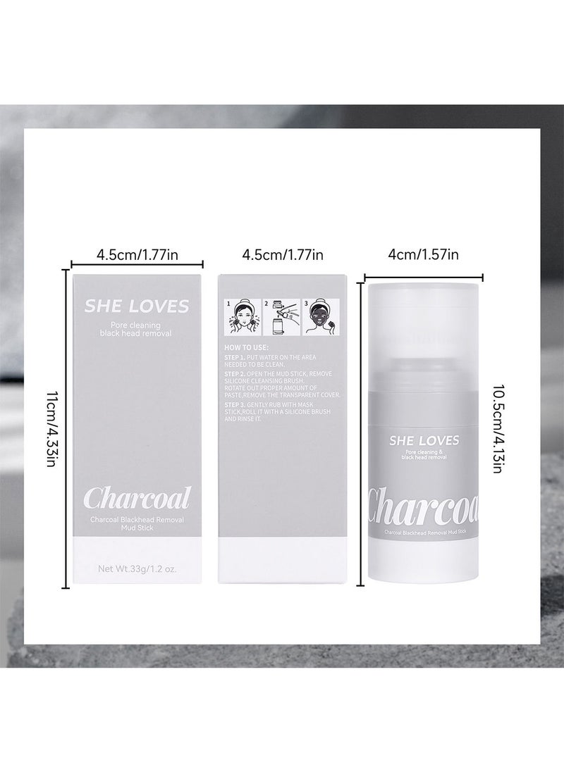 She Loves - Charcoal Blackhead Removal Mud Stick Oil Control Deep Cleansing Moisturizing Soft Easy to Remove Mild Face Cleansing to Clean Pores and Soften Cuticle and Remove Black Head 33g - Image 1