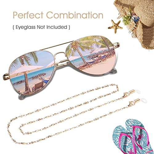 SAM & LORI Eyeglass Chain Women Rose Gold Necklace Glasses Strap Holder Reading Stylish Cord Sunglass Mask Lanyard Around Neck Jewelry Accessory Kawaii Beaded Eyewear Cute String Fashion Pearl Vintage - Image 2