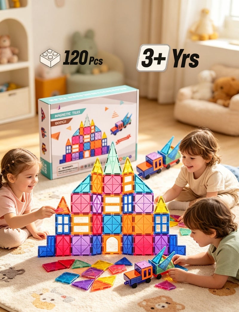hibobi 120-Piece Construction Magnetic Blocks Building Toy Set 120 3+ Years - Image 1