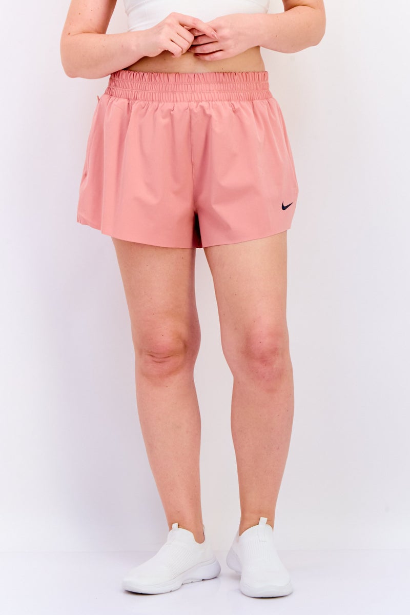 Nike Women Dri-Fit Brand Logo Running Shorts, Pink - Image 1