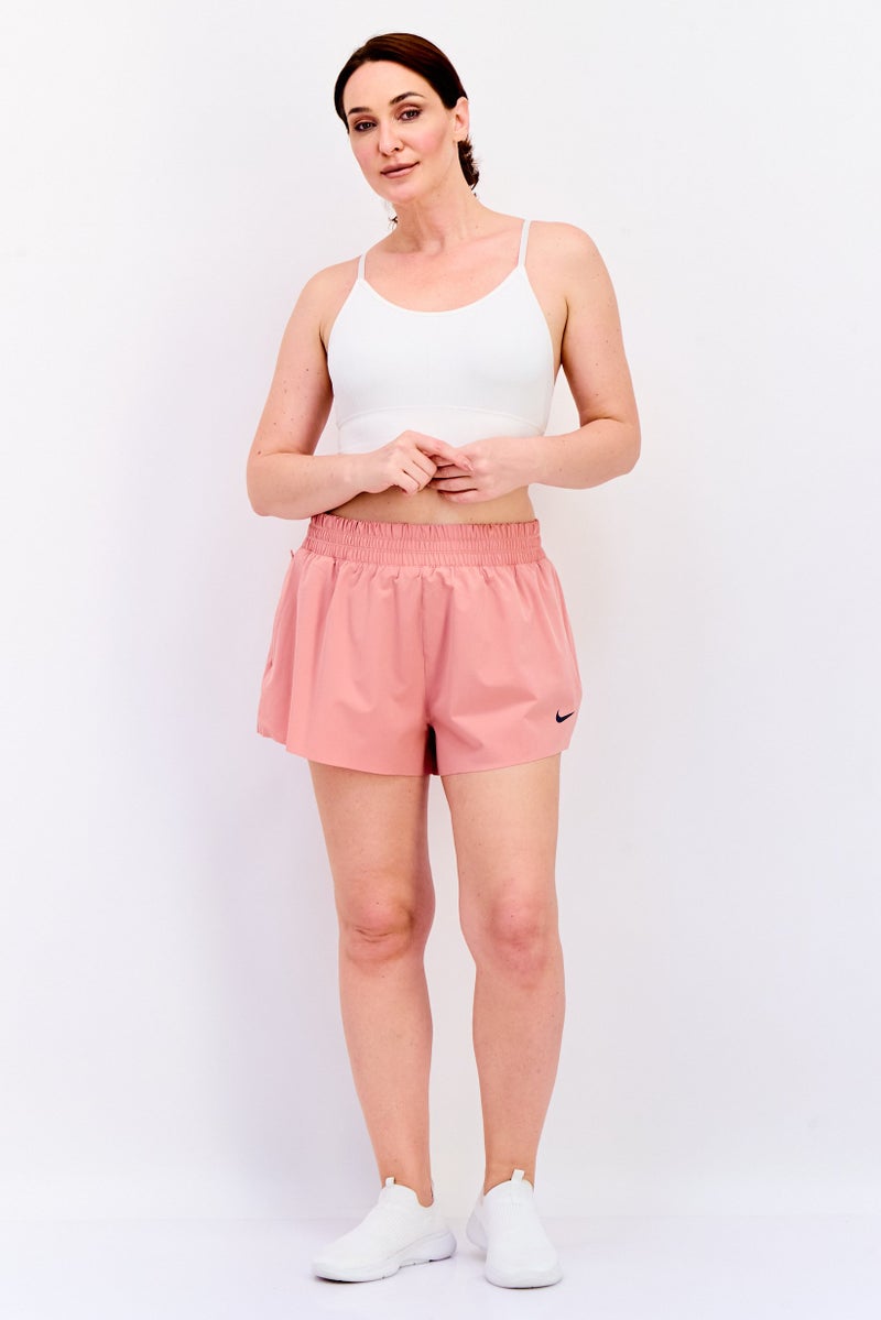 Nike Women Dri-Fit Brand Logo Running Shorts, Pink - Image 4