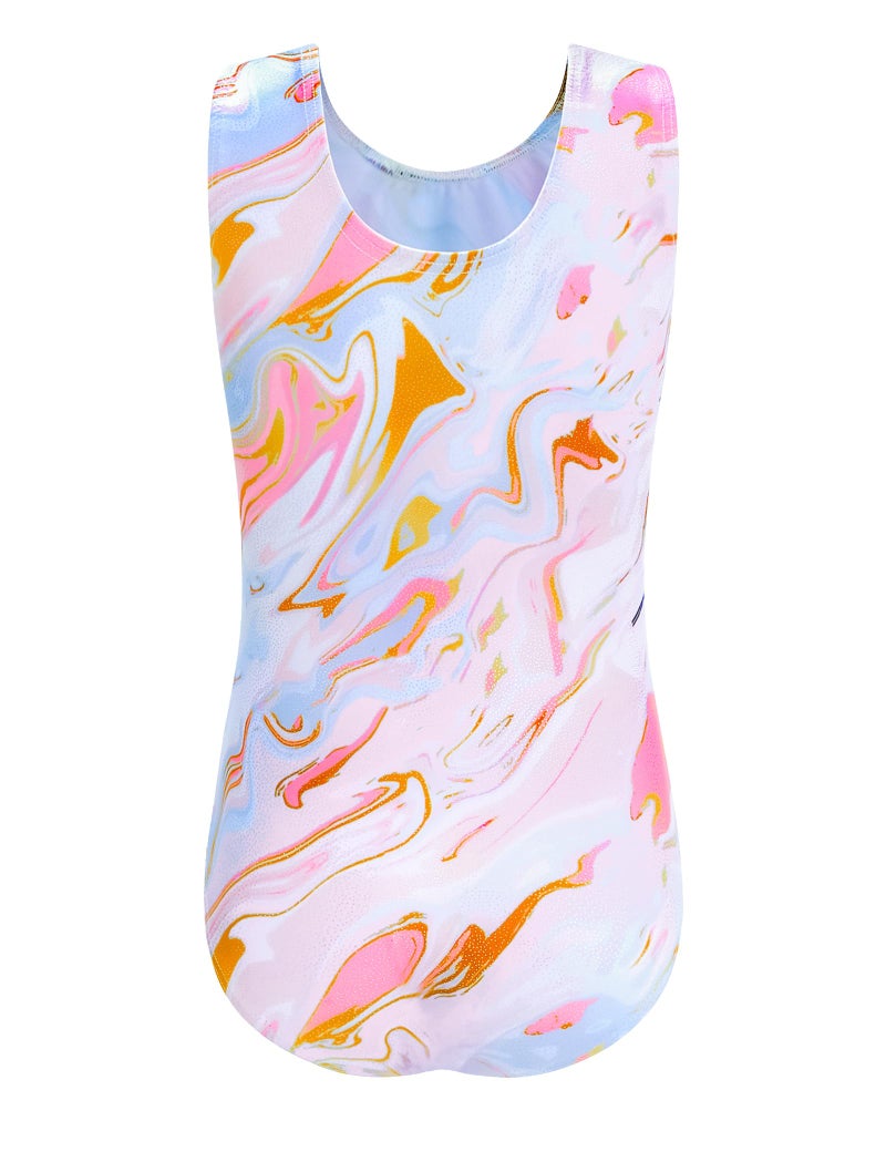 Domusgo Girls Leotards for Gymnastics Set Size 8-9 Years Old Sparkle Pink Tie Dye Outfits with Matching Shorts - Image 2