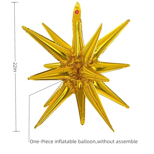 BBPOOL 6 Pcs Gold Star Balloons22 Inch Gold Starburst Balloons Star Foil Mylar Balloons for Birthday Party Wedding Christmas New Year Anniversary Graduation Decorations - Image 5