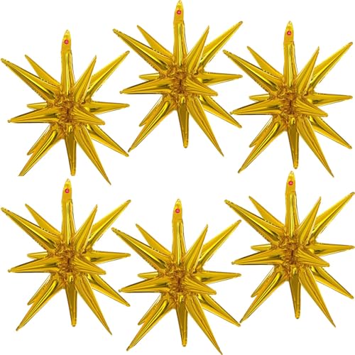BBPOOL 6 Pcs Gold Star Balloons22 Inch Gold Starburst Balloons Star Foil Mylar Balloons for Birthday Party Wedding Christmas New Year Anniversary Graduation Decorations - Image 1