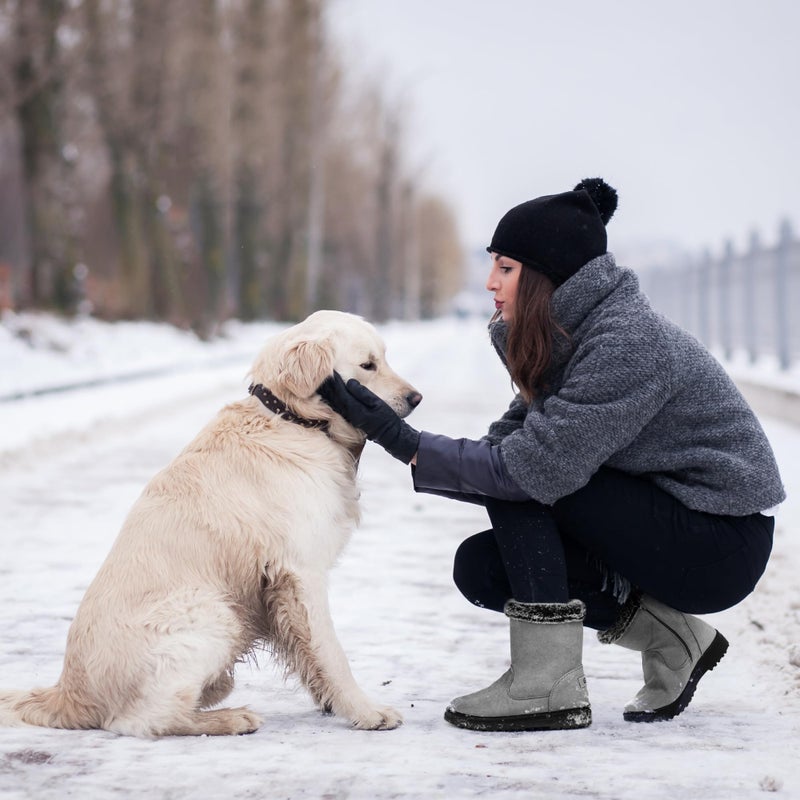 Aomigoct Warm Winter Boots for Women: Fur Lined Mid Calf Boots for Women Comfortale Zipper Womens Snow Boots Waterproof Walking Outdoor - Image 2