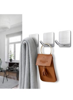 Excefore Heavy Duty Adhesive Hooks Towel Hook Stick on Hooks Wall Hangers Waterproof Stainless Steel Sticky Hooks for Hanging Bathroom Kitchen Home 4 Packs  - Image 3