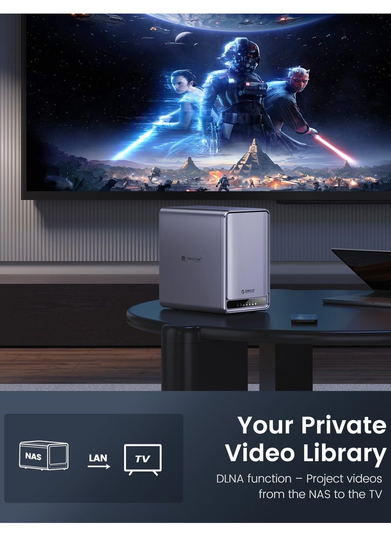 Orico ORICO Remote Storage for APP-Connect, VPN Exclusive Channel(Data Does Not Go Through Public Cloud), SDVN Encryption, Samba & DLNA Protocol, 2GB RAM DDR4, RAID Function, Team Storage Center - TS500  - Image 5