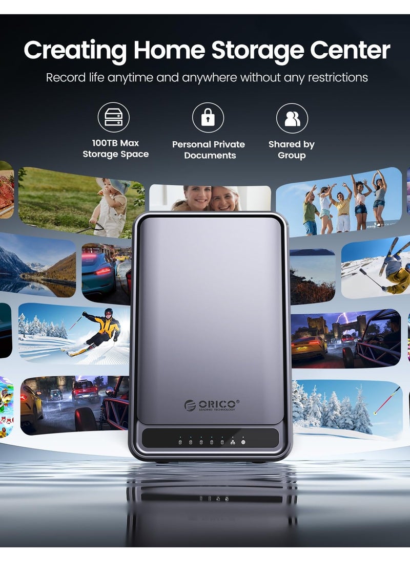 Orico ORICO Remote Storage for APP-Connect, VPN Exclusive Channel(Data Does Not Go Through Public Cloud), SDVN Encryption, Samba & DLNA Protocol, 2GB RAM DDR4, RAID Function, Team Storage Center - TS500  - Image 2