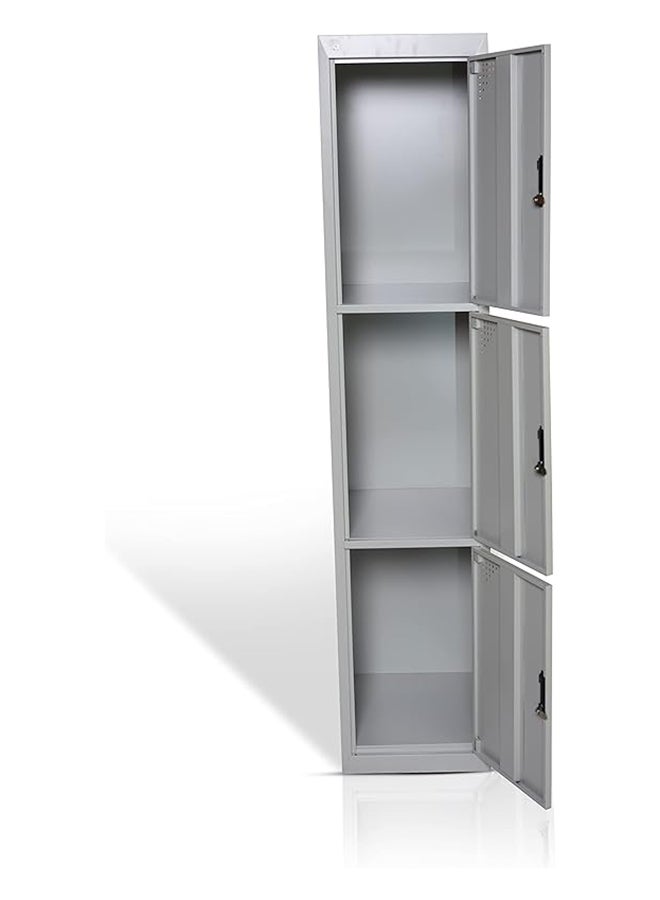 RIGID Three doors locker, Steel Metal Storage Locker- for Home & School & Office - Lock With plastic handle (Grey) - Image 4