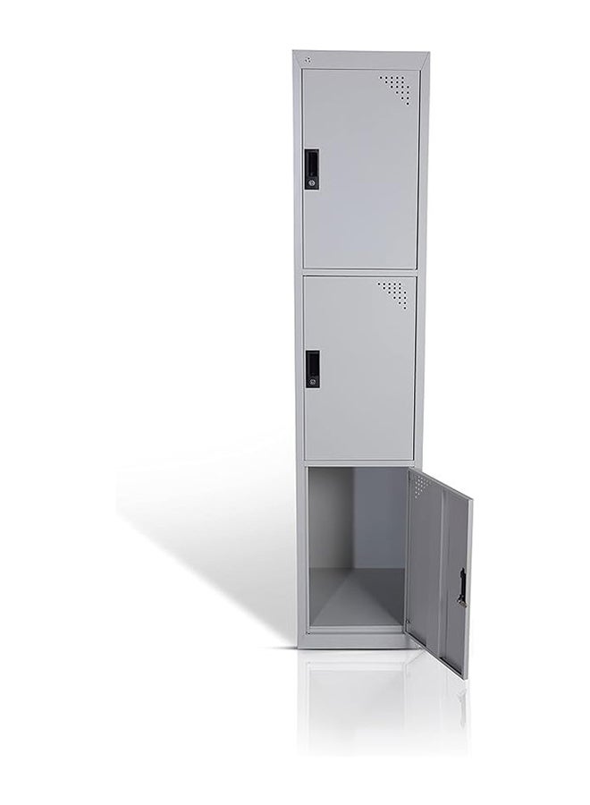 RIGID Three doors locker, Steel Metal Storage Locker- for Home & School & Office - Lock With plastic handle (Grey) - Image 3