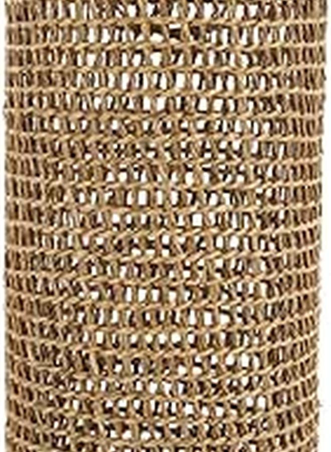 Rustic Rattan Covered Glass Vase Round Farmhouse Flower Container Centerpiece 4 3x4 3x9 8 Inch - Image 1