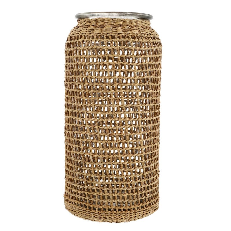Rustic Rattan Covered Glass Vase Round Farmhouse Flower Container Centerpiece 4 3x4 3x9 8 Inch - Image 2