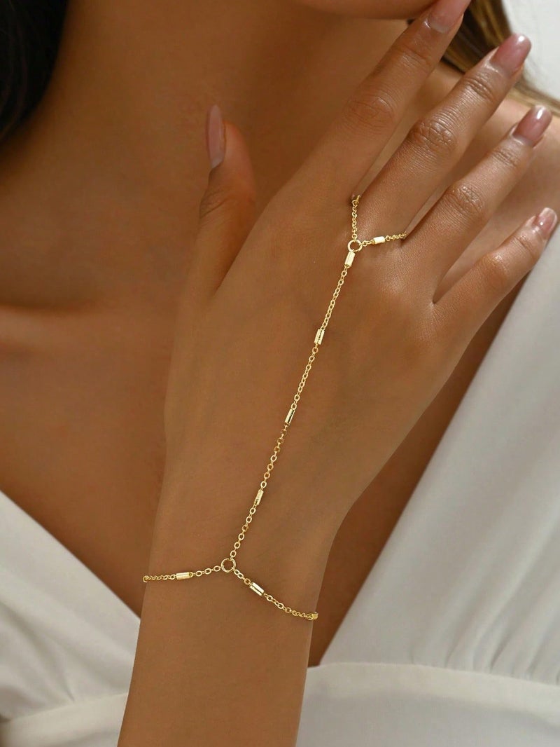 17mile 17 MILE 3PCS 14K Gold-Plated Hand Chain Bracelets for Women, Bracelet Hand Chain Set - Image 4