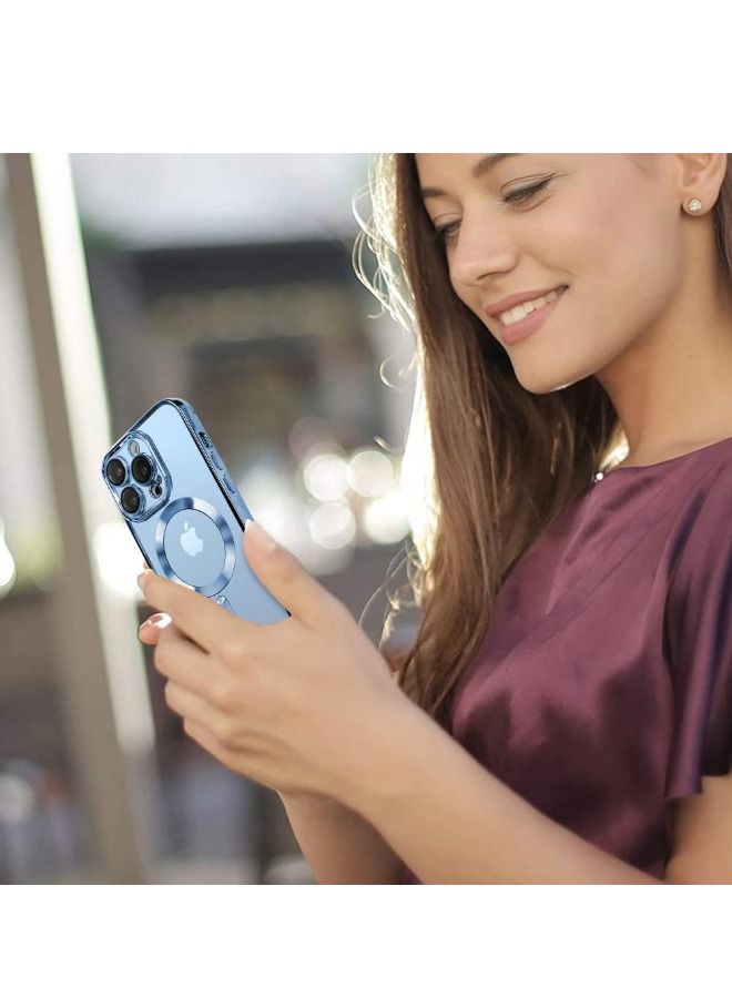 iPhone 15 Pro Case with Camera Lens Protector, Protective Case Compatible with Wireless Charging, Anti-Scratch Shockproof Protective Electroplated iPhone 15 Pro Case for Women Men - Blue - Image 5