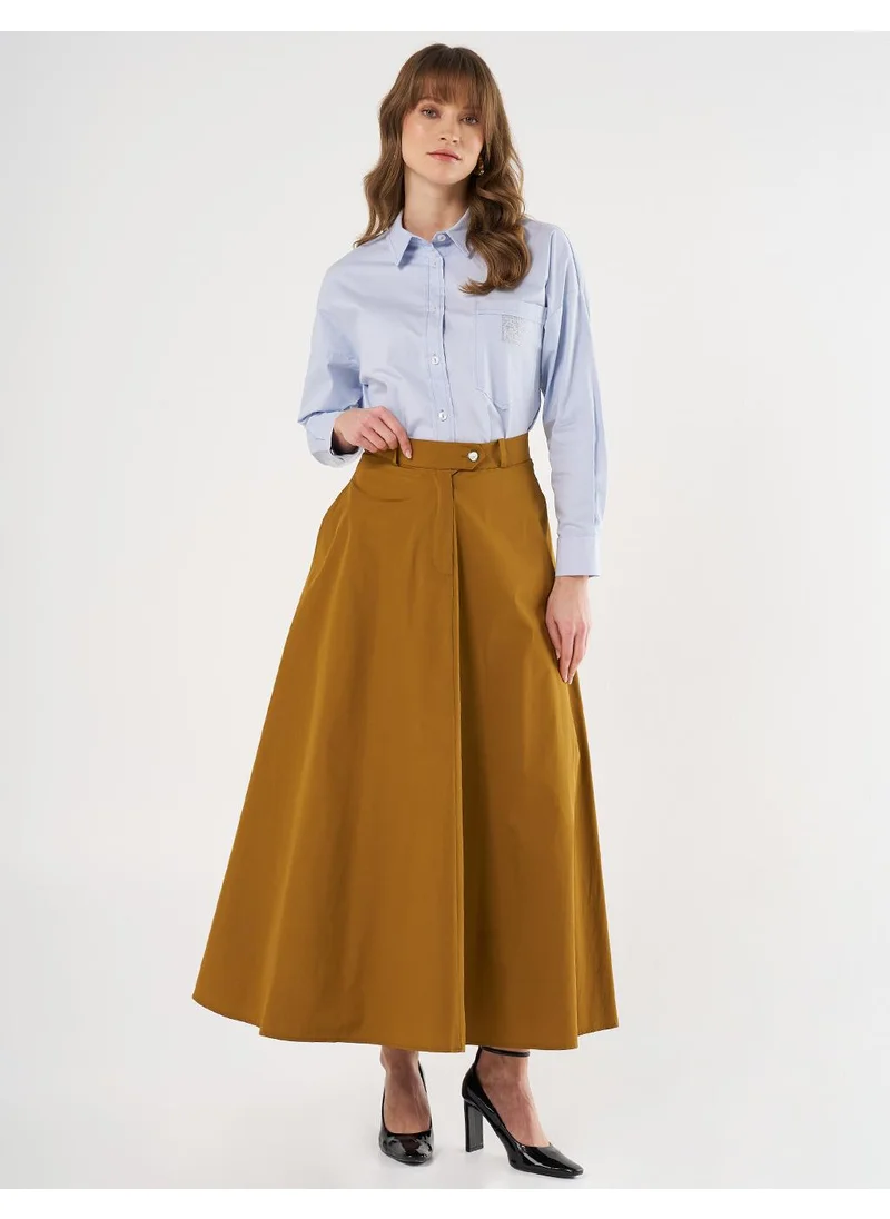 Kayra Buttoned Flared Skirt Olive