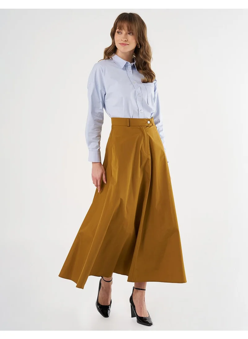 Kayra Buttoned Flared Skirt Olive