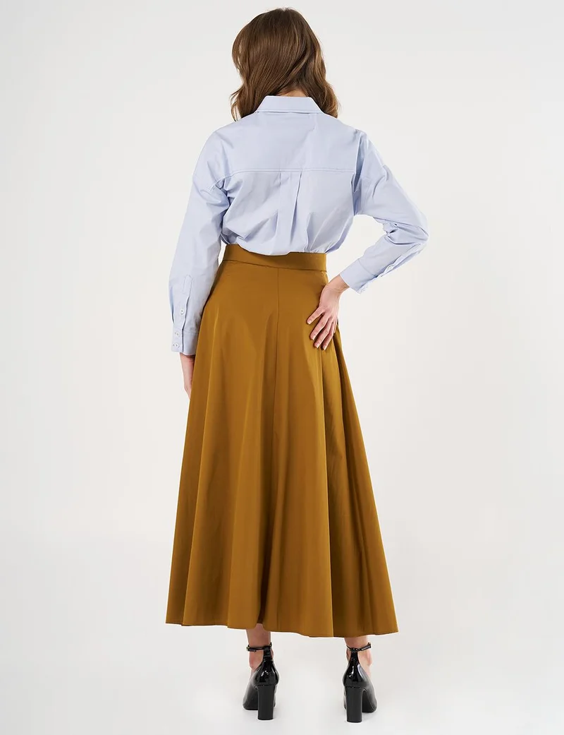 Kayra Buttoned Flared Skirt Olive
