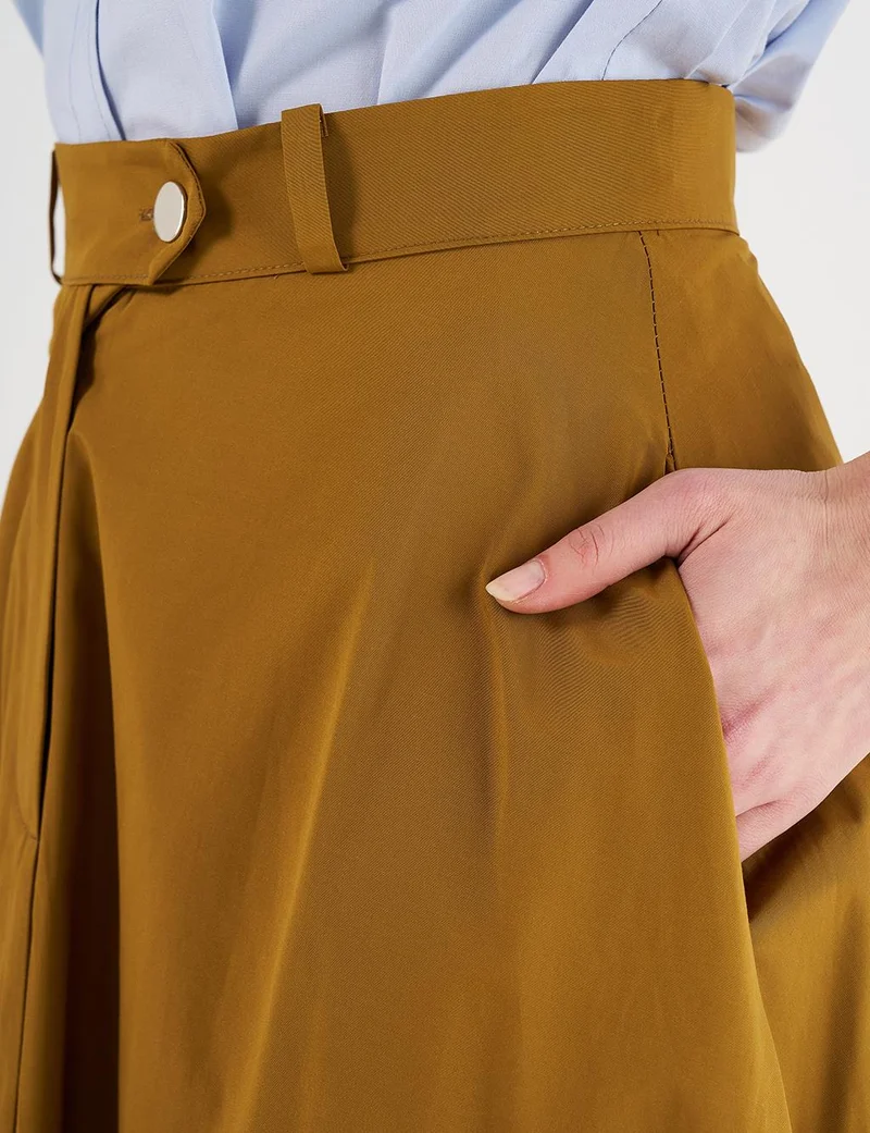 Kayra Buttoned Flared Skirt Olive