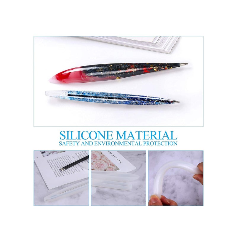 Zikra 3 Pieces Pen Shape Resin Mold Ballpoint Pen Silicone Molds Epoxy Resin Molds Resin Casting Molds with 75 Pieces Ballpoint Refill Pens for DIY Resin Crafts Making - Image 4