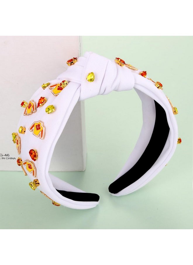 Boderier Kentucky Derby Headband For Women Derby Riding Suit Headband Jeweled Crystal Knotted Headband Race Day Headband Horse Racing Fan Headwear Accessories Yellow  - Image 2