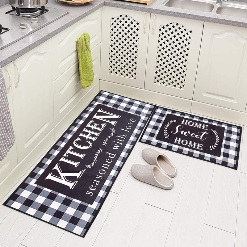 AAZEEM Kitchen Floor Mat Runner with Anti Skid Backing Set of 2 45 x 135 45 x 60 cm - Image 1