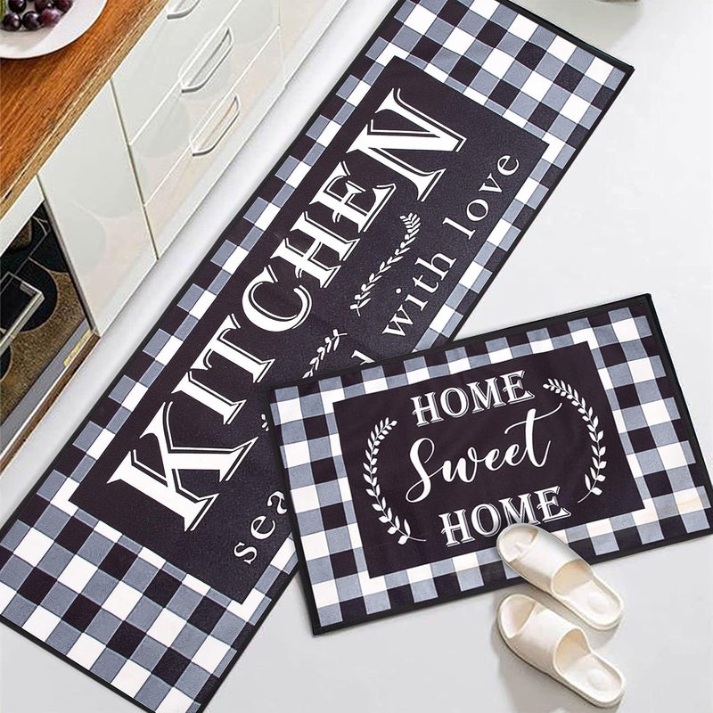 AAZEEM Kitchen Floor Mat Runner with Anti Skid Backing Set of 2 45 x 135 45 x 60 cm - Image 2