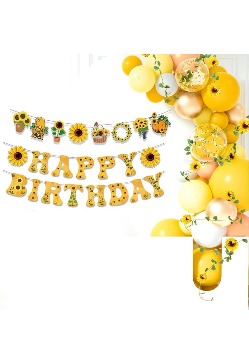 جيفت لافتة عيد ميلاد سعيد بنقشة دوار الشمس، لافتة عيد ميلاد سعيد بأحرف وعلامات إكليل، زينة حفلات بطابع دوار الشمس للنساء والفتيات، لوازم حفلات أعياد الميلاد. - Image 4