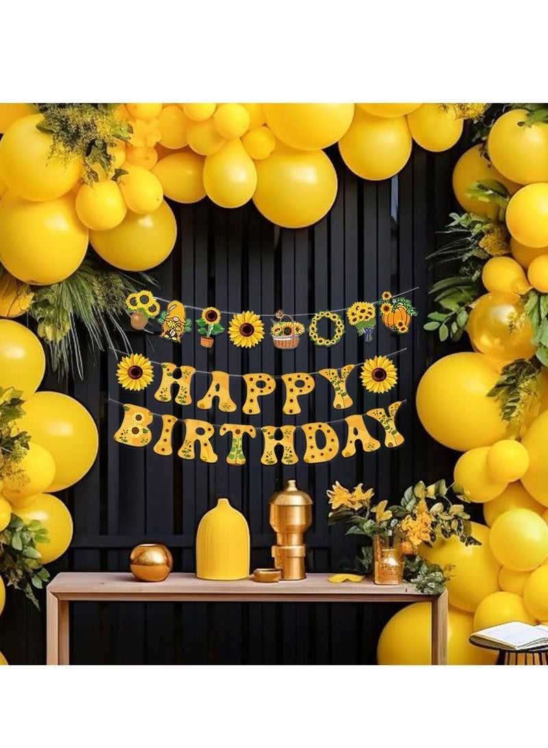 جيفت لافتة عيد ميلاد سعيد بنقشة دوار الشمس، لافتة عيد ميلاد سعيد بأحرف وعلامات إكليل، زينة حفلات بطابع دوار الشمس للنساء والفتيات، لوازم حفلات أعياد الميلاد. - Image 2