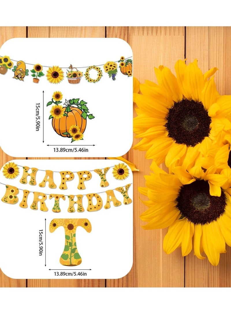 جيفت لافتة عيد ميلاد سعيد بنقشة دوار الشمس، لافتة عيد ميلاد سعيد بأحرف وعلامات إكليل، زينة حفلات بطابع دوار الشمس للنساء والفتيات، لوازم حفلات أعياد الميلاد. - Image 5