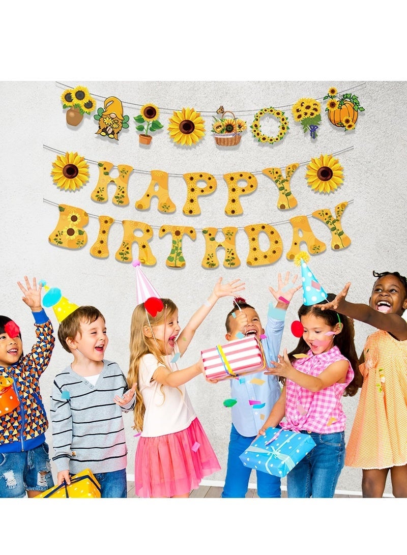 جيفت لافتة عيد ميلاد سعيد بنقشة دوار الشمس، لافتة عيد ميلاد سعيد بأحرف وعلامات إكليل، زينة حفلات بطابع دوار الشمس للنساء والفتيات، لوازم حفلات أعياد الميلاد. - Image 3