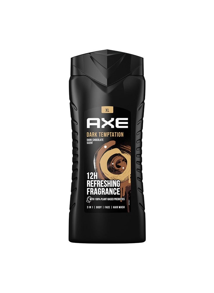 Axe Dark Temptation 3 in 1 Body Face Hair wash 400ml  - Image 1