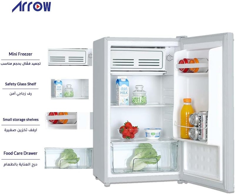 89L Single Door Refrigerator with 10L Freezer, 3.3 Cu.Ft. Capacity, LED Lighting, Low Noise (39 dB), Manual Defrost, Mechanical Temperature Control, Food Care Drawer | Model: RO1-139LW - Image 2