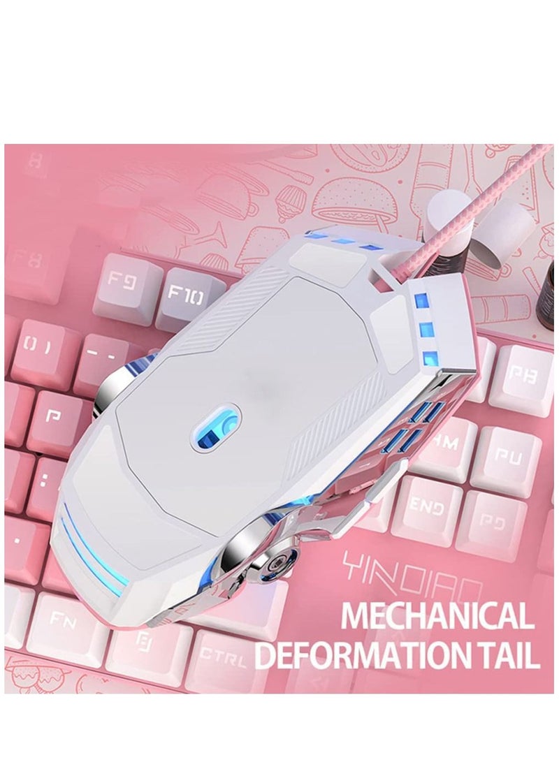 Y&D Gaming Mouse Wired Computer Mechanical Pink Optical USB 7 Buttons, 4 Levels Adjustable DPI Up to 3200, RGB Backlit, Sound Click PC Fit for Girls Gamer  - Image 3