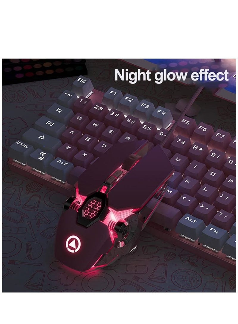 Y&D Gaming Mouse Wired Computer Mechanical Pink Optical USB 7 Buttons, 4 Levels Adjustable DPI Up to 3200, RGB Backlit, Sound Click PC Fit for Girls Gamer  - Image 2