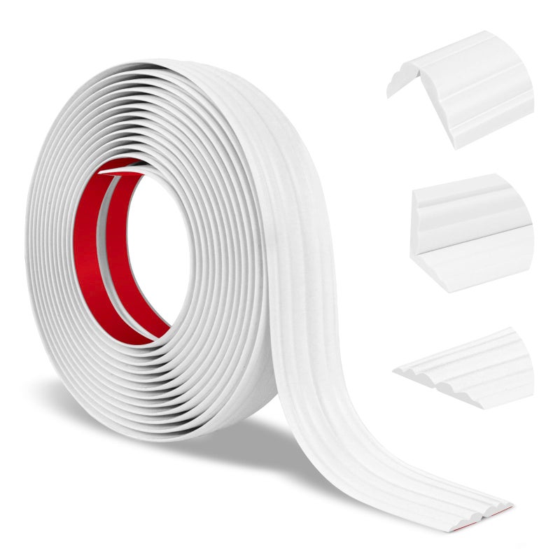 Heonay Wall Corner Protector Peel and Stick Corner Trim Molding Flexible Inside & Outside Wall Edge Guard Self Adhesive Moulding Trim for Edge Use, White, 0.8â€ W x 10â€™ L - Image 1