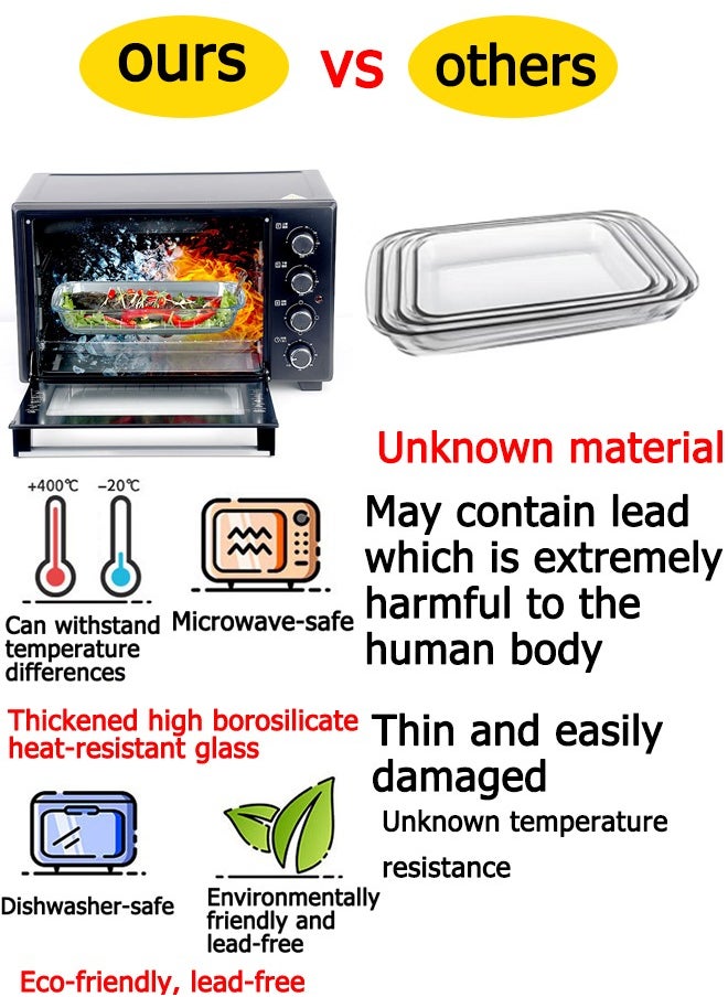 3 Piece Bakeware Pan Set Clear Small 1x1.6, Medium 1x2.2, Large 1x3.0Liters