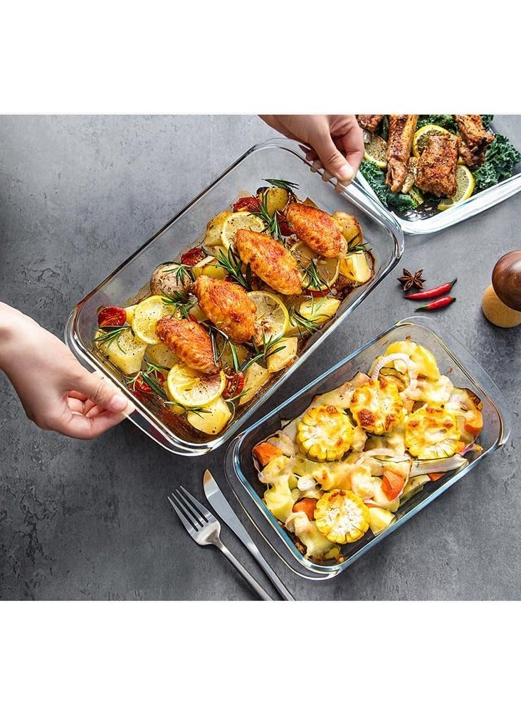 3 Piece Bakeware Pan Set Clear Small 1x1.6, Medium 1x2.2, Large 1x3.0Liters
