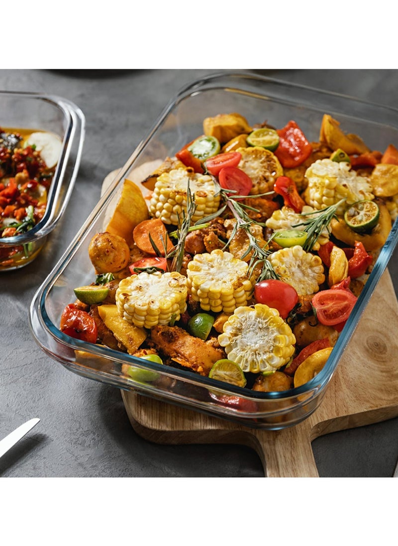 3 Piece Bakeware Pan Set Clear Small 1x1.6, Medium 1x2.2, Large 1x3.0Liters