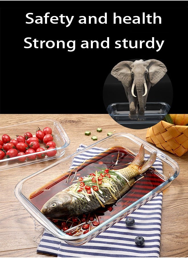 3 Piece Bakeware Pan Set Clear Small 1x1.6, Medium 1x2.2, Large 1x3.0Liters