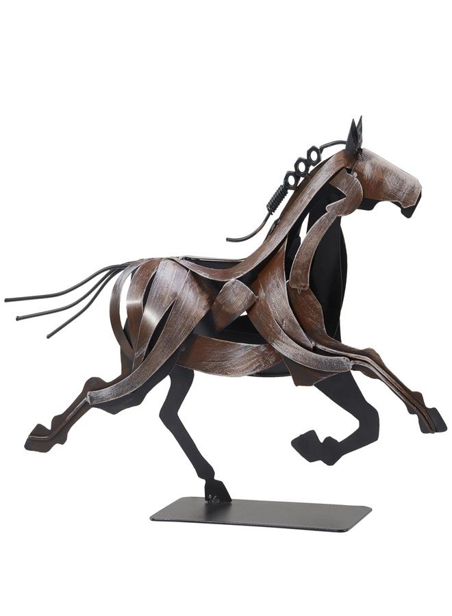 SunBlogs Art Rustic Running Horse Statue - Unique Metal Figurines for Home Decor, Gifts for Women & Men (Vintage Brown) - Image 1