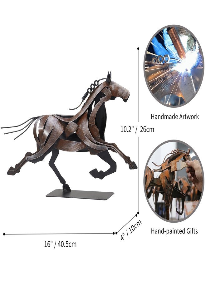 SunBlogs Art Rustic Running Horse Statue - Unique Metal Figurines for Home Decor, Gifts for Women & Men (Vintage Brown) - Image 3