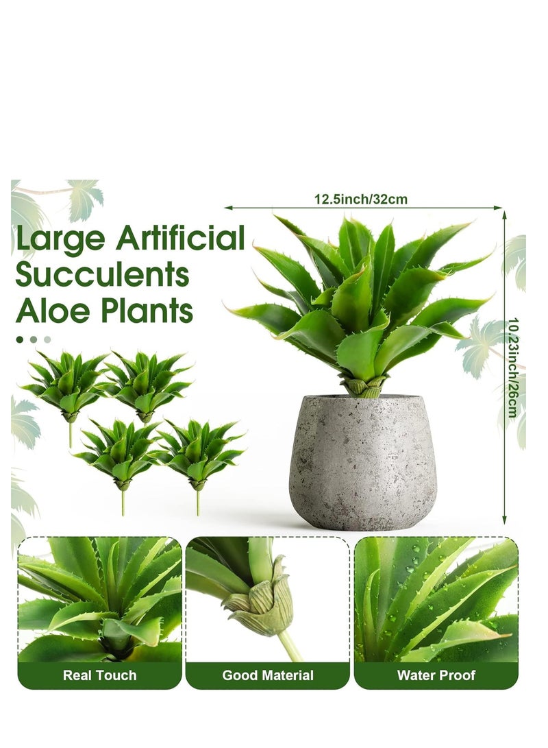SYOSI 4 Pcs Artificial Succulents Plants Large Fake Faux Unpotted Leaves Realistic Aloe Plant DIY Crafting Greenery Indoor Decor for Home Wedding Party Wall Festival Office  - Image 2