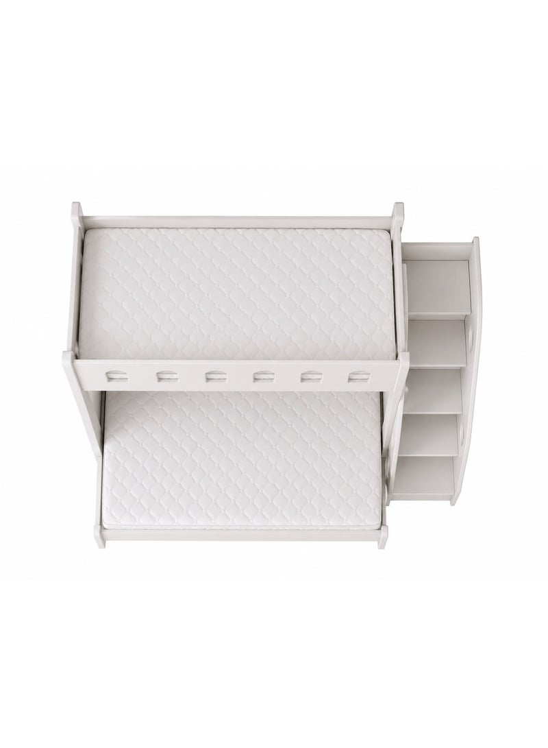 سرير طابقين ، أبيض / رمادي ، حجم منخفض-120 * 190 سم ، UP-90 * 190CM ، MDF الخشب. - Image 4