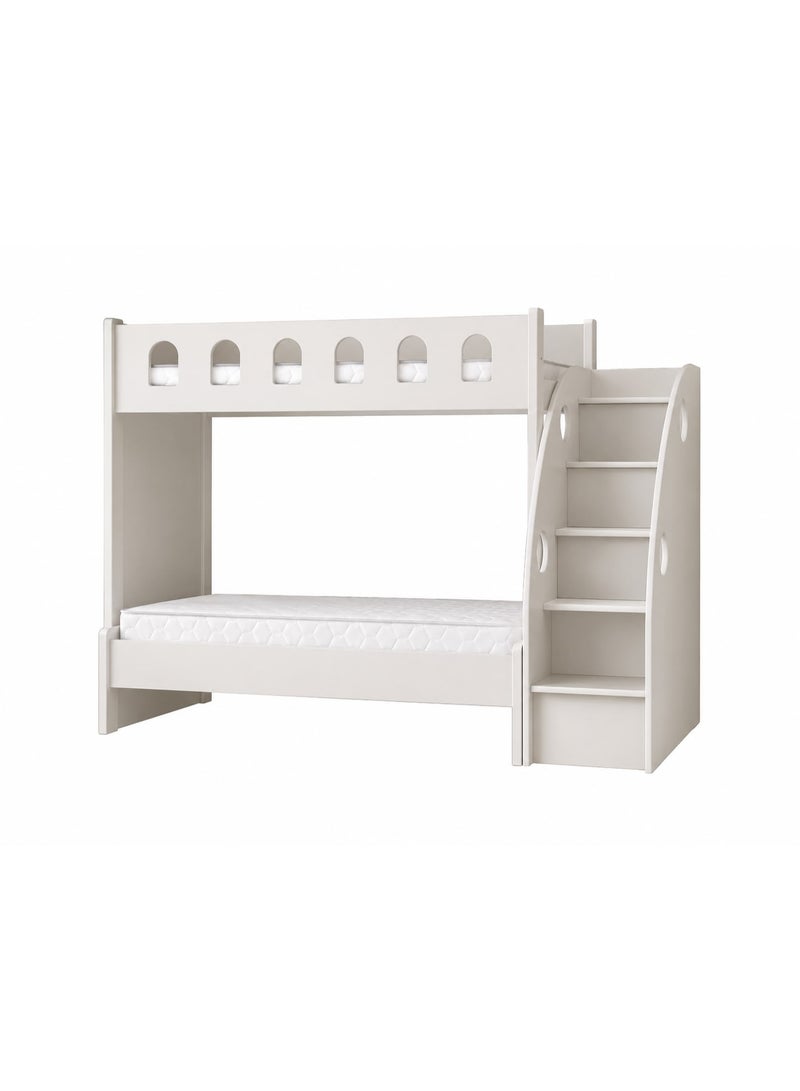 سرير طابقين ، أبيض / رمادي ، حجم منخفض-120 * 190 سم ، UP-90 * 190CM ، MDF الخشب. - Image 5