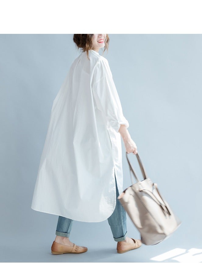 women shirt dress with pockets shirt dress long sleeve maxi dress  - Image 1