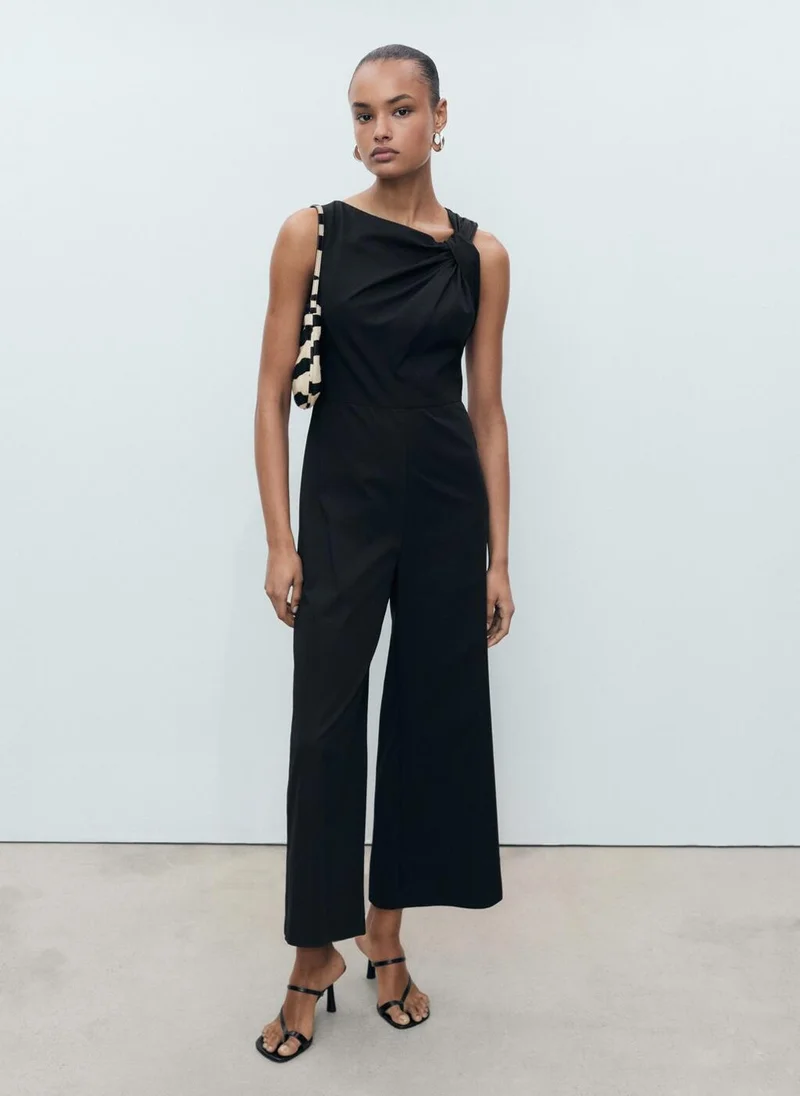 MANGO Long Culotte Jumpsuit With Draped Neck