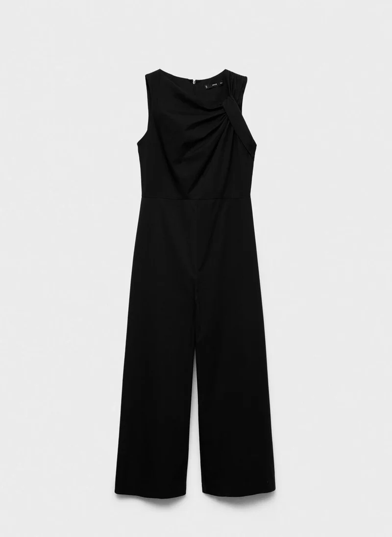 MANGO Long Culotte Jumpsuit With Draped Neck